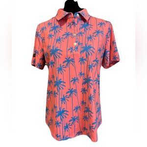 NWT Coral Palm Print Women's Polo Golf Performance Top